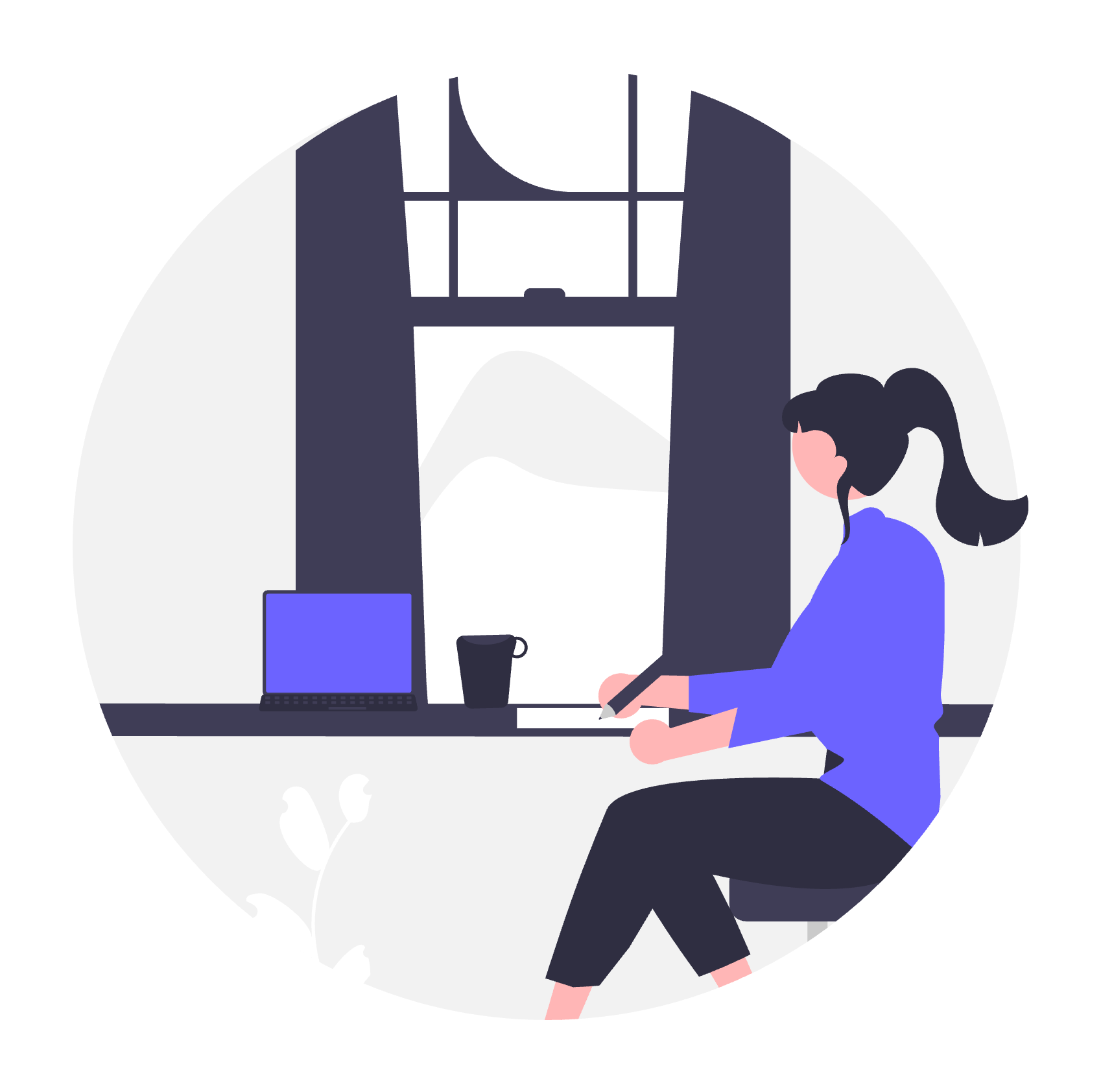 Studying at a desk